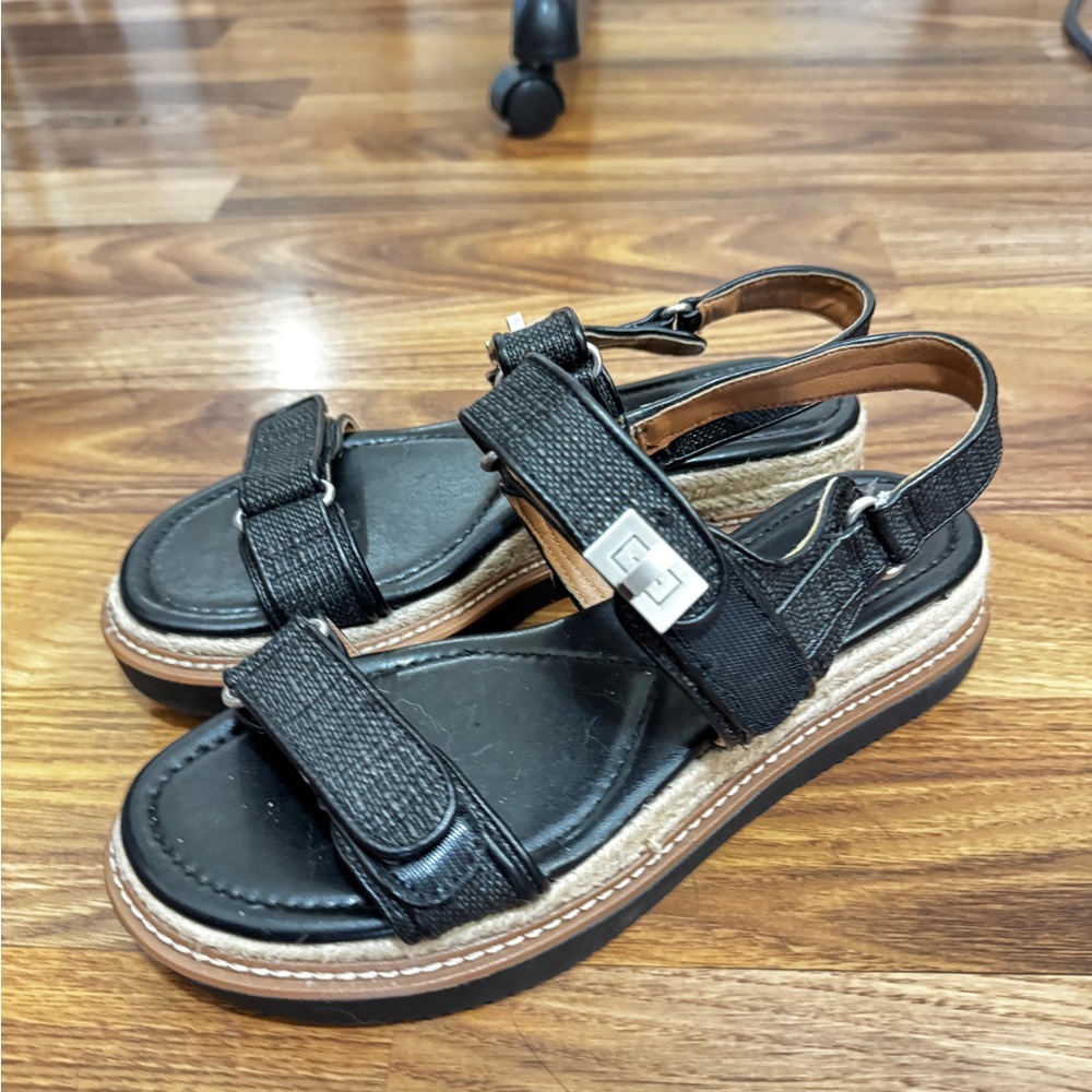 Crown Vintage Black Leather Sandals